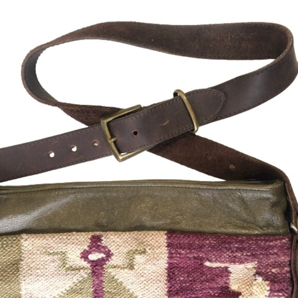 Kilim carpet or tapestry leather bag handbag purse - Picture 9 of 16